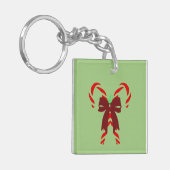 Red Candy Canes with Pine Needles & Bow キーホルダー (正面左)