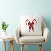 Red Candy Canes with Pine Needles & Bow クッション (椅子)