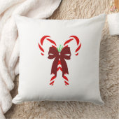 Red Candy Canes with Pine Needles & Bow クッション (ブランケット)