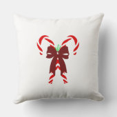 Red Candy Canes with Pine Needles & Bow クッション (裏面)
