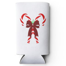 Red Candy Canes with Pine Needles & Bow