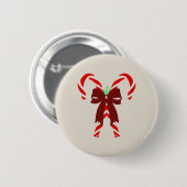 Red Candy Canes with Pine Needles & Bow 缶バッジ (正面&裏面)