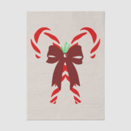 Red Candy Canes with Pine Needles & Bow 薄葉紙