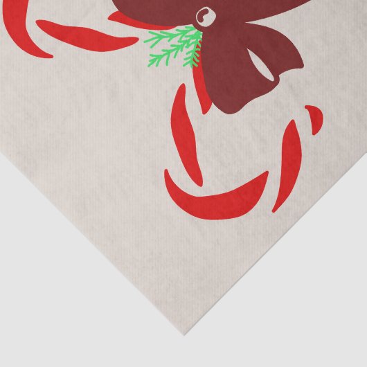 Red Candy Canes with Pine Needles & Bow 薄葉紙 (詳細)