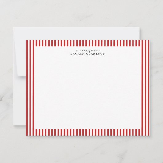 Red Candy Stripe Modern Note Card 招待状 (正面)