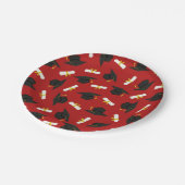 Red Caps Diplomas Pattern Graduation Party ペーパープレート (アングル)