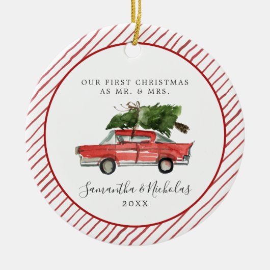 Red Car | 新婚初めてのクリスマス セラミックオーナメント (正面)