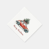 Red Car Christmas Tree Gifts Vintage Holiday スタンダードカクテルナプキン (角)