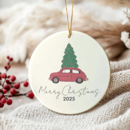 Red Car with Christmas Tree | Minimalist Vintage  フェイバータグ