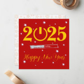 Red Card  Happy new Year ノートカード (正面/裏面インサイチュ)