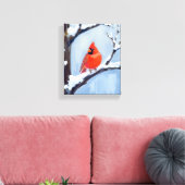 Red Cardinal | 冬のホリデー水彩画 キャンバスプリント (インサイチュ (リビング))