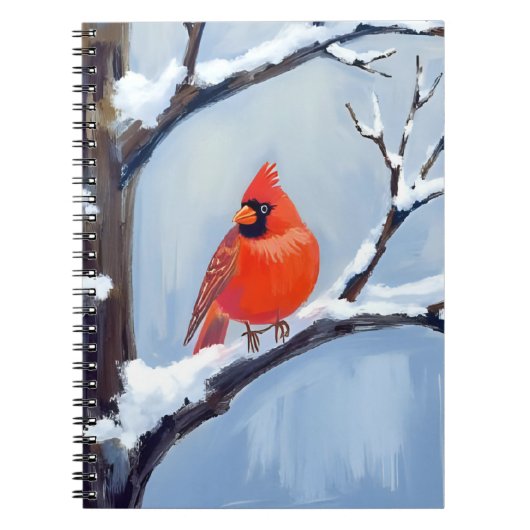 Red Cardinal | 冬のホリデー水彩画 ノートブック (正面)