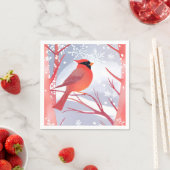 Red Cardinal | 美しい水彩画 スタンダードカクテルナプキン (インサイチュ)
