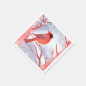 Red Cardinal | 美しい水彩画 スタンダードカクテルナプキン (角)