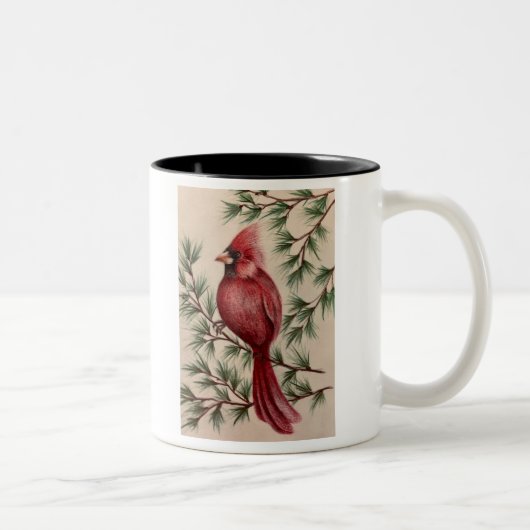 Red Cardinal and Pine Two-Tone Coffee Mug ツートーンマグカップ (右)