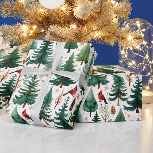 Red Cardinal Christmas Bird Holiday ラッピングペーパー (クリスマス)