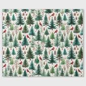 Red Cardinal Christmas Bird Holiday ラッピングペーパー (フラット)