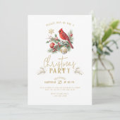 Red Cardinal Christmas Holly Bouquet Party Invite 招待状 (スタンド正面)