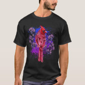 Red Cardinal Floral Bird Watching Flowers Bird Tシャツ (正面)