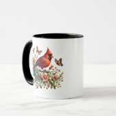Red Cardinal Floral Ceramic Mug – 11oz マグカップ (正面左)