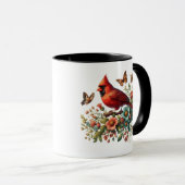 Red Cardinal Floral Ceramic Mug – 11oz マグカップ (正面右)