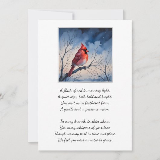 Red Cardinal Funeral Memorial Thank You Card サンキューカード (正面)