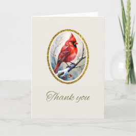 Red Cardinal Funeral Memorial Thank You Card サンキューカード