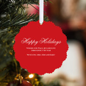 Red Cardinal Happy Holidays Custom Photo オーナメントカード