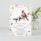 Red Cardinal Holly Berry Company クリスマス 招待状 (スタンド正面)