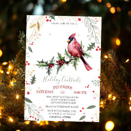 Red Cardinal Holly Berry Company クリスマス 招待状
