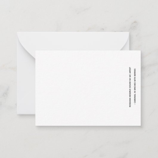 RED CARDINAL IN WHITE BIRCHES WITH BERRIES ノートカード (裏面)