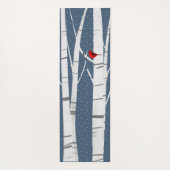 Red Cardinal In Winter Birch Tree ヨガマット (裏面)