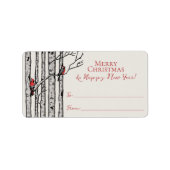  Red Cardinal Merry Christmas To From Stickers ラベル (正面)