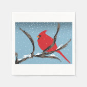 Red Cardinal On A Branch Paper Napkins スタンダードカクテルナプキン (正面)
