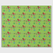 Red Cardinal on Christmas Bare Branch ラッピングペーパー (フラット)