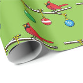 Red Cardinal on Christmas Bare Branch ラッピングペーパー (ロールコーナー)