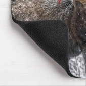 Red Cardinal On Snowy Moose Antlers マウスパッド (コーナー)