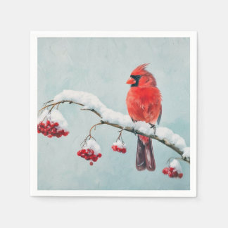 Red Cardinal Paper Napkin スタンダードカクテルナプキン