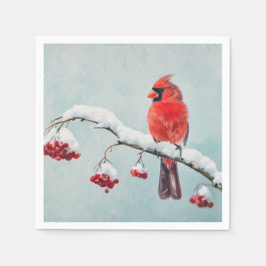 Red Cardinal Paper Napkin スタンダードカクテルナプキン (正面)