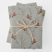 Red Cardinal Perched on a Tree Branch Wrapping Pap ラッピングペーパーシート (インサイチュ)