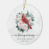 Red Cardinal Roses in Loving Memory Sympathy セラミックオーナメント (左)