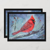 Red cardinal watercolor design by Renee Lavoie ポストカード (正面/裏面)