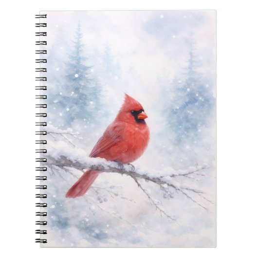 Red Cardinal Winter Watercolor Art Print  ノートブック (正面)