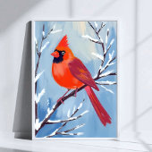 Red Cardinal | Winter Watercolor Holiday ポスター