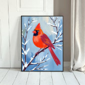 Red Cardinal | Winter Watercolor Holiday ポスター