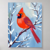 Red Cardinal | Winter Watercolor Holiday ポスター (正面)