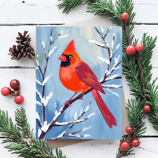 Red Cardinal | Winter Watercolor Holiday Card シーズンカード