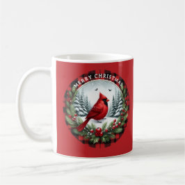 Red Cardinal with Holly Berries コーヒーマグカップ