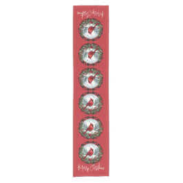 Red Cardinal with Holly Berries ショートテーブルランナー