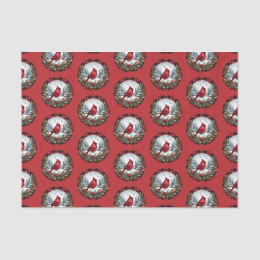 Red Cardinal with Holly Berries 薄葉紙 (正面)